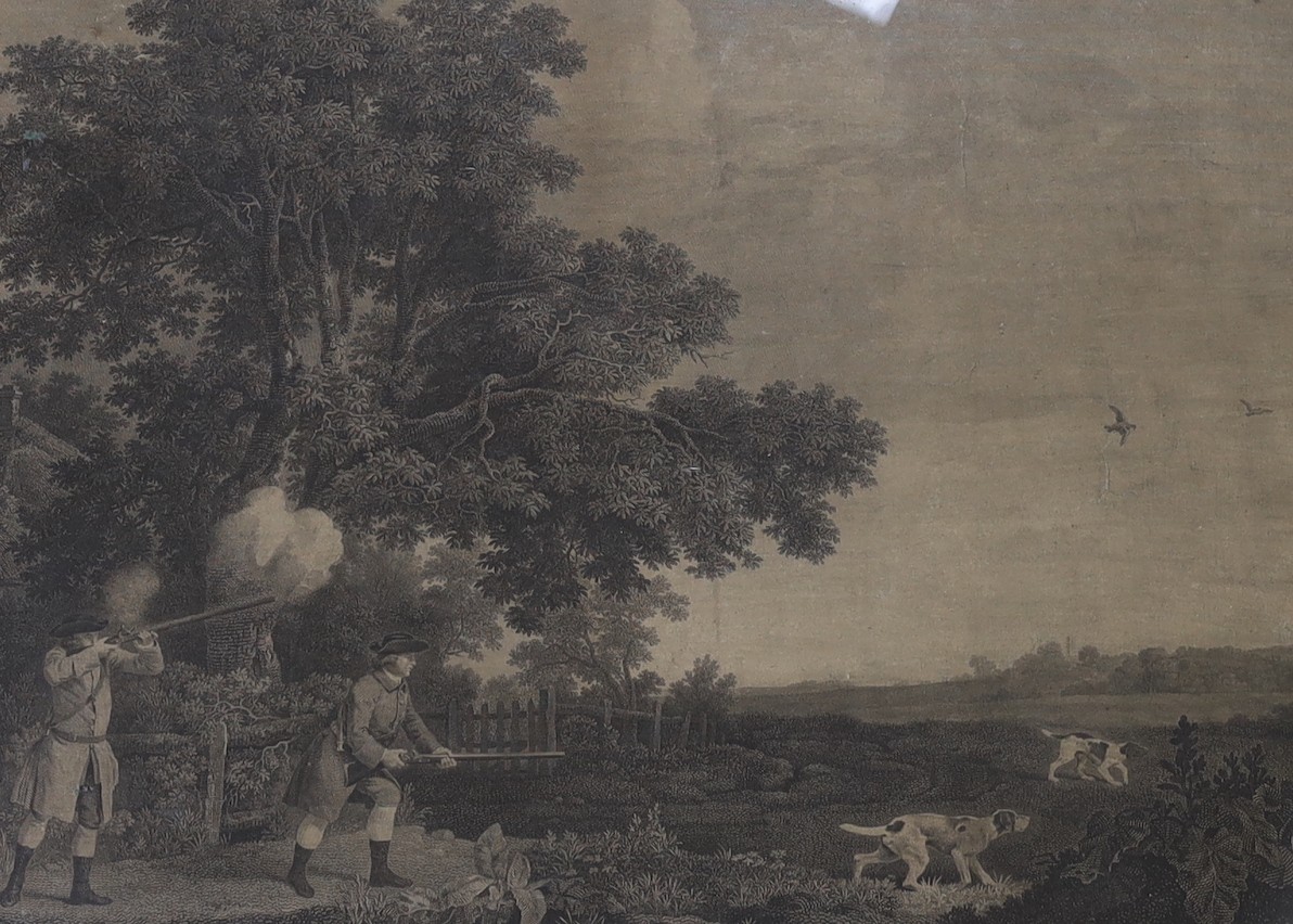 William Pether after Rembrandt, mezzotint, 'A Jew Rabbi', overall 53 x 39cm, another mezzotint after Rembrandt by McArdell and a pair of engravings of woodlanders